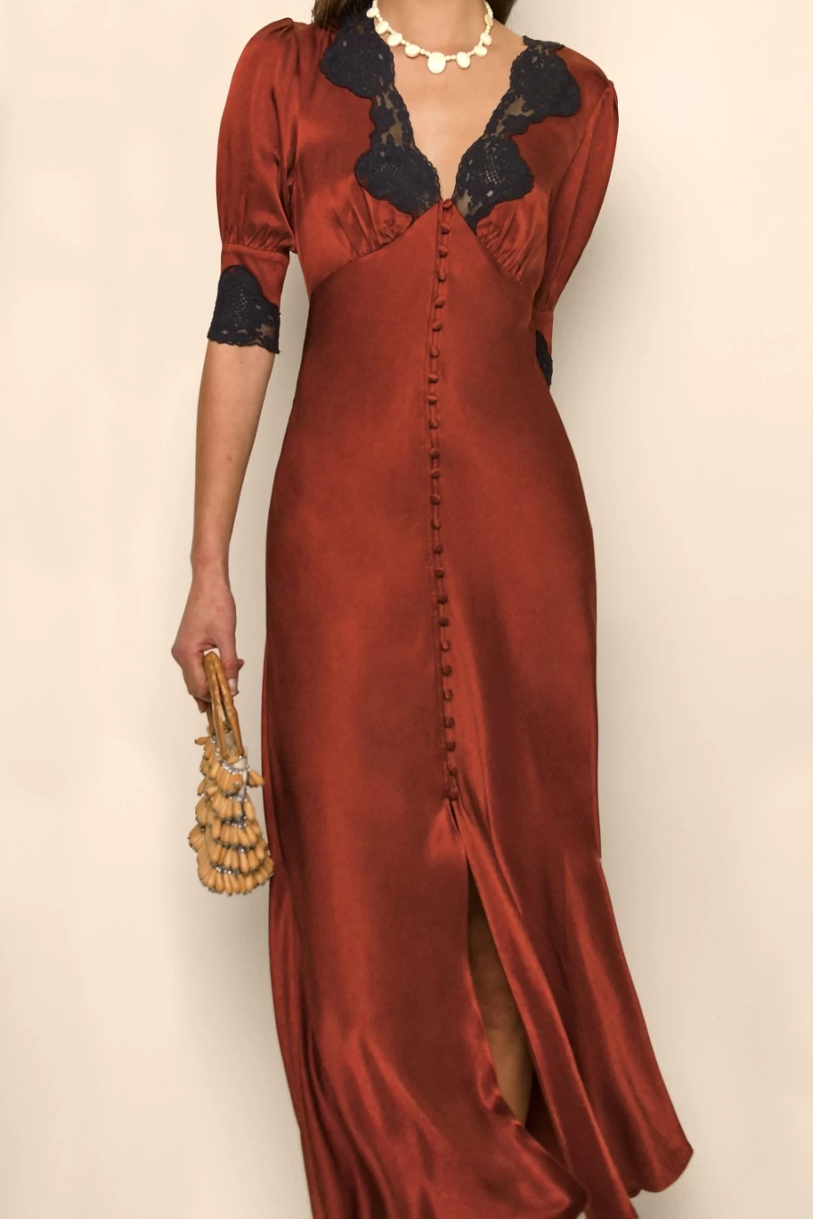 RIXO Women's Simone Dress in Rust - Elegant Boho Chic Style