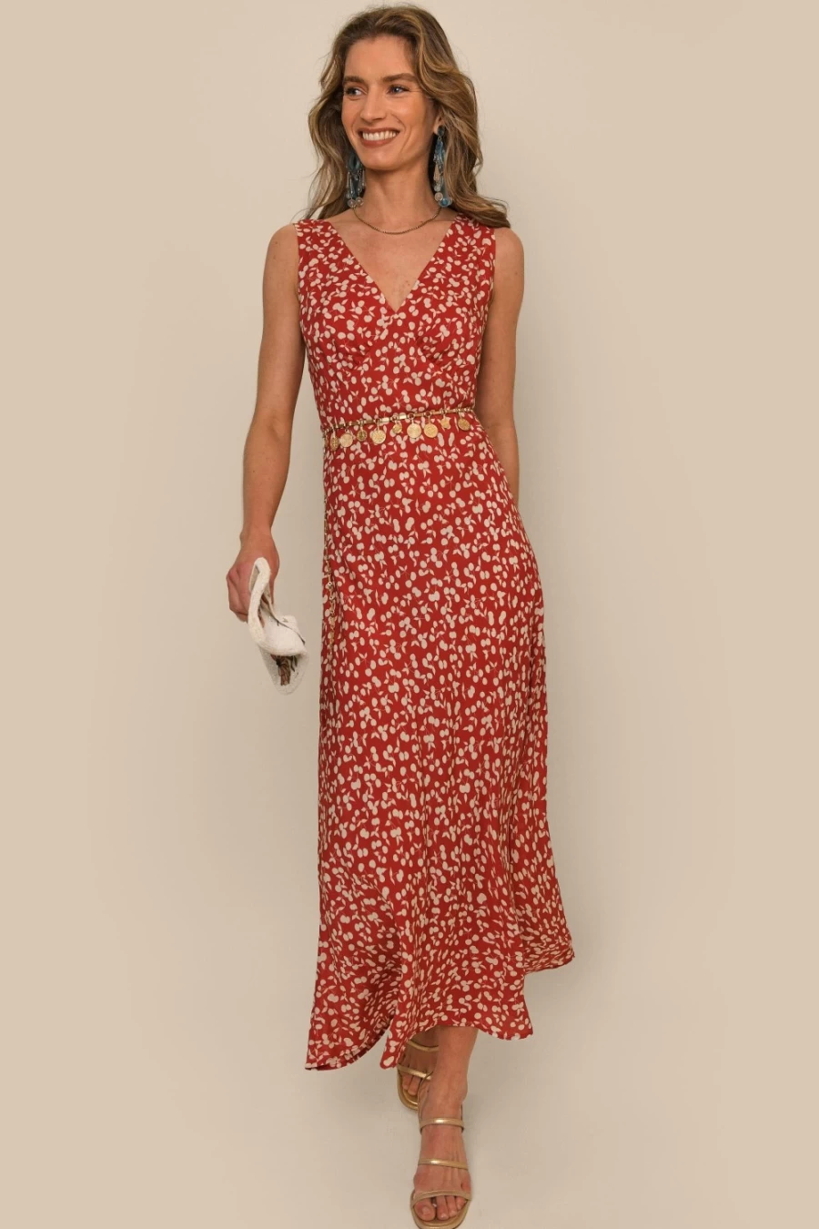 RIXO Women's Sandrine Dress in Red Cherry - Elegant & Stylish