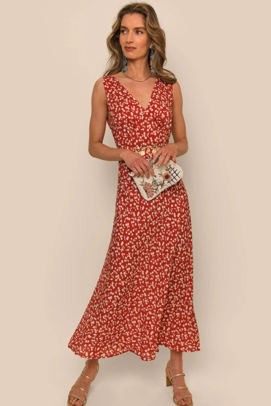 RIXO Women's Sandrine Dress in Red Cherry - Elegant & Stylish
