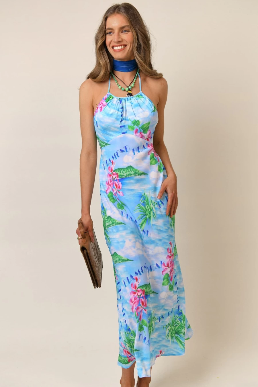 RIXO Marilyn Women's Dress in Diamond Postcard Print