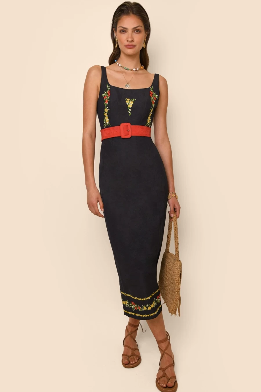 RIXO Women's Summer Embroidery Black Dress - Benedict Style