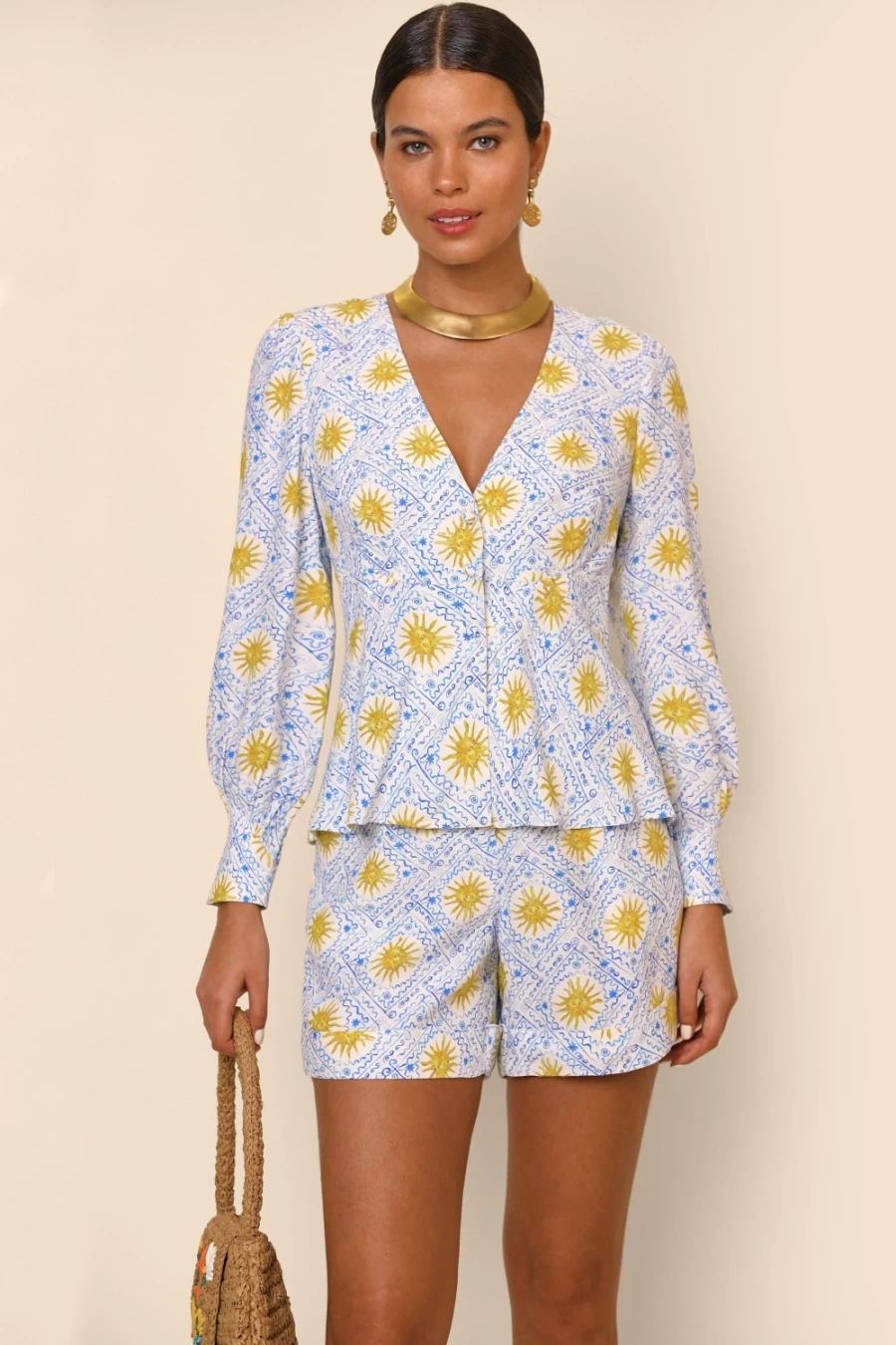 RIXO Women's Wavey Sun Ivory Noreen Floral Print Dress