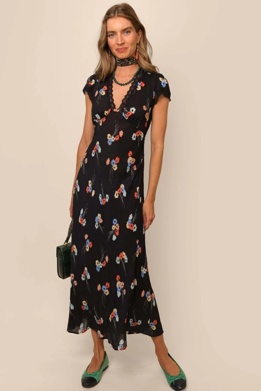 RIXO Women's Clarice Dress in Multi Colorway - Floral Print Boho Chic Style