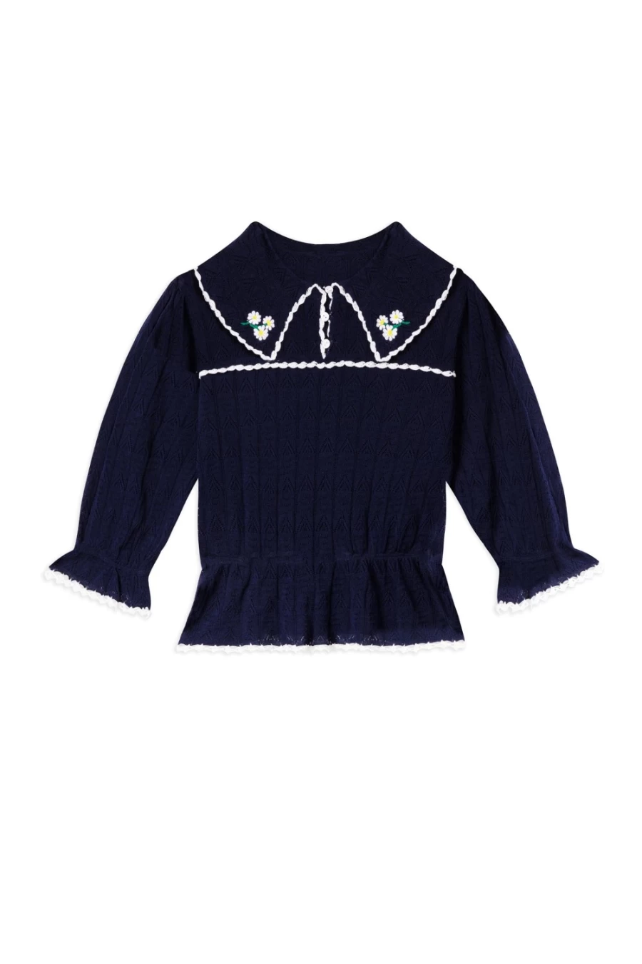 RIXO Women's Navy Kali Embroidered Dress – Elegant Floral Embroidery Design
