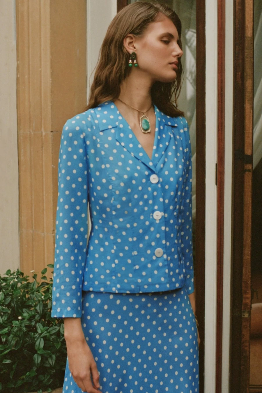 RIXO Women's Maisie Polka Dot Blue Dress - Floral Print Summer Dress