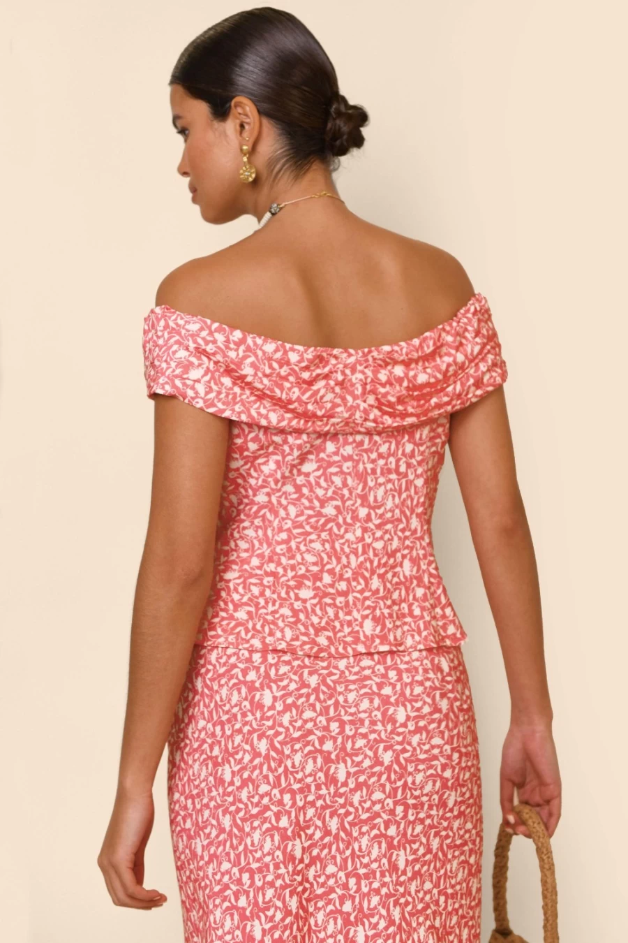 RIXO Women's Giuletta Dress in Lily Trail Rose - Floral Printed Vintage Style Dress