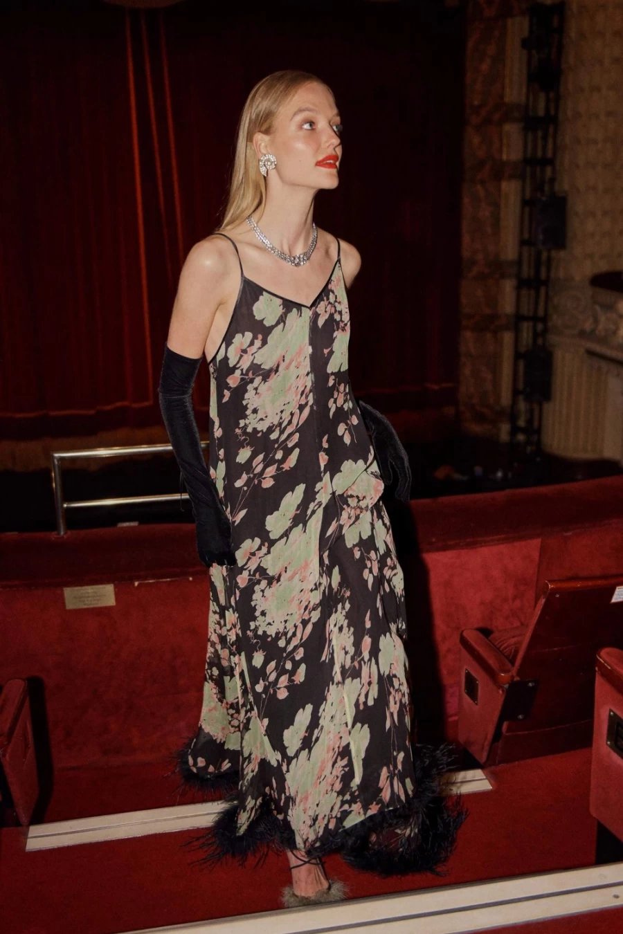 RIXO Women's Amaryllis Floral Dress in Black Watercolour Blossom Print