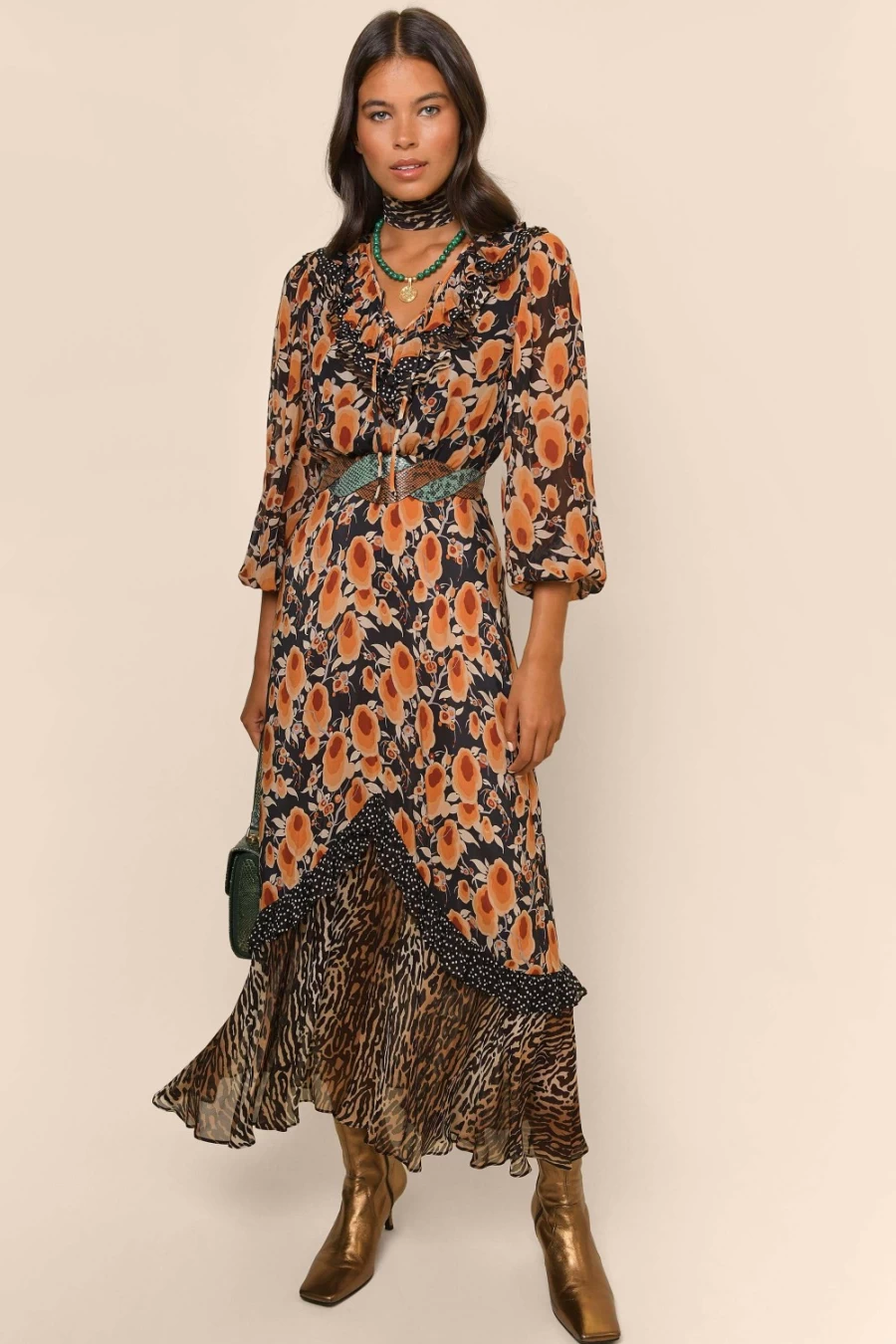RIXO Women's Jaida Dress in Sienna Starlet Mix - Elegant Floral Print & Feminine Fit