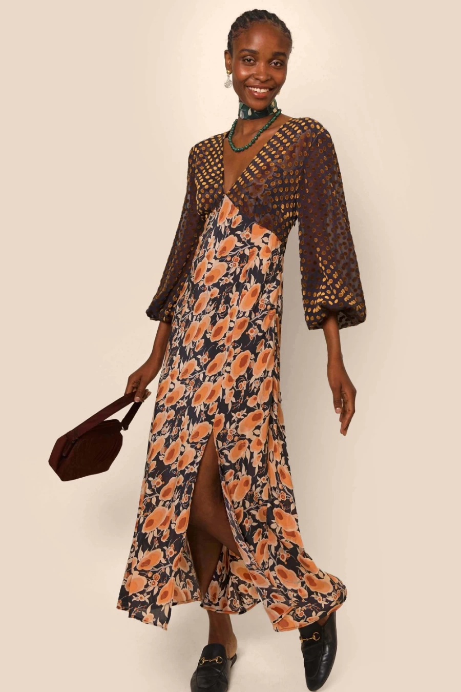RIXO Women's Melanie Dress in Sienna Starlet Mix - Elegant Floral Print Summer Dress