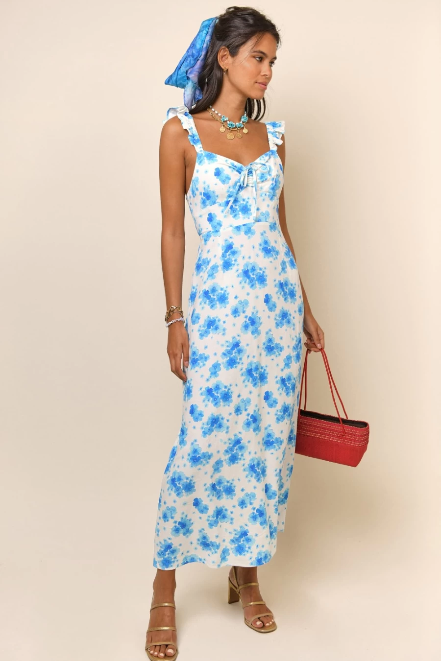 RIXO Women's Blue Victoria Floral Dress - Cecile