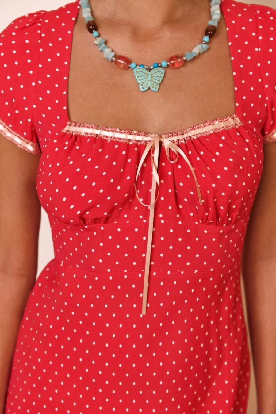 RIXO Women's Marisa Dress in Spot Red - Floral Printed Vintage Style Dress