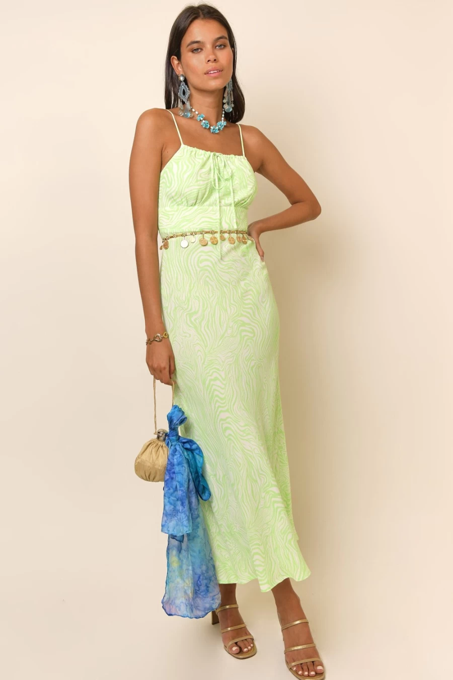 RIXO Women's Green Marble Zebra Print Dress - Maeve Style