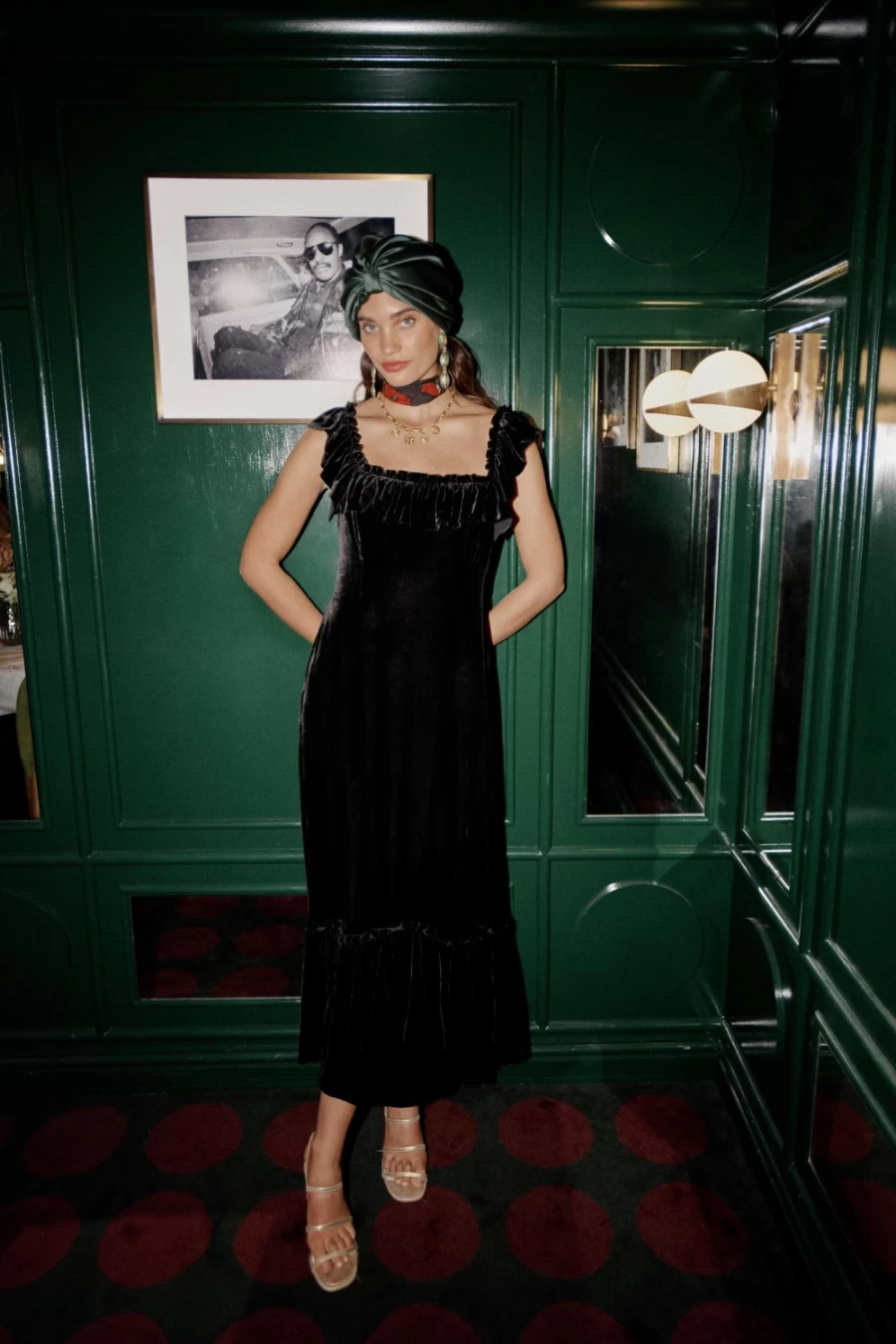 "RIXO Women's Black Velvet Dress - June Collection"