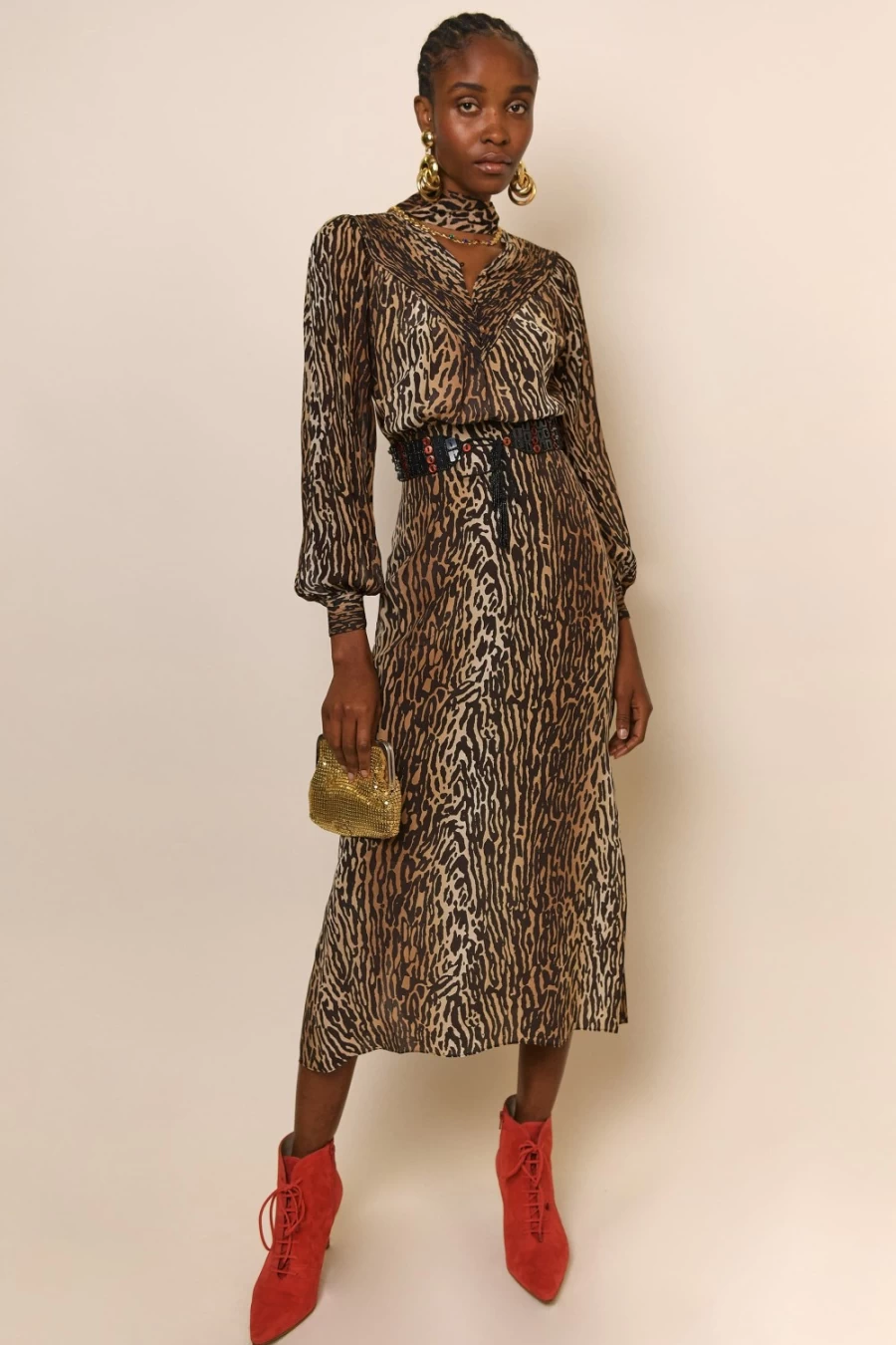 RIXO Women's Bohemia Leopard Print Dress - Bette Style