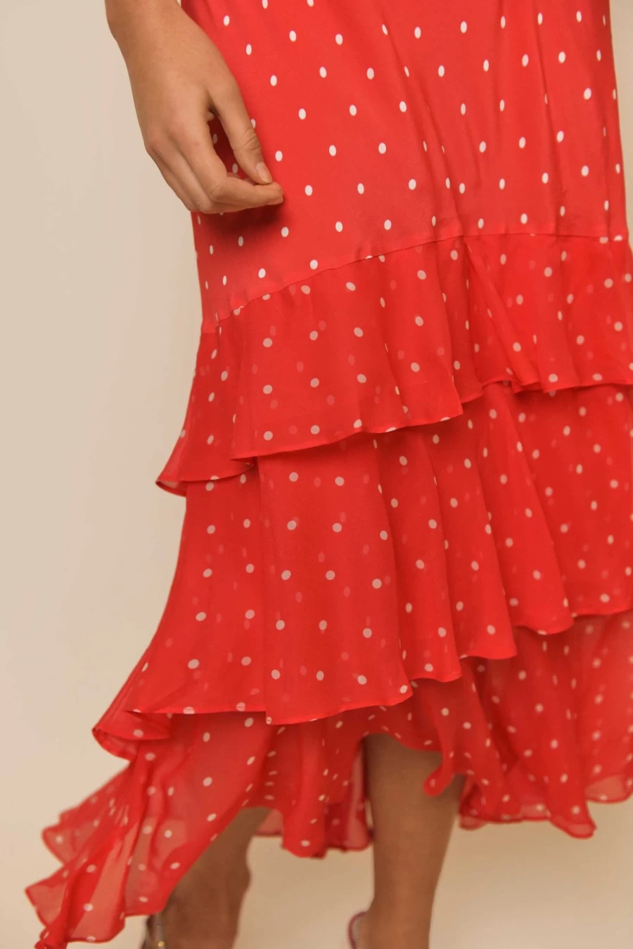 RIXO Women's Red Vintage Spot Print Dress - Rosheen Style