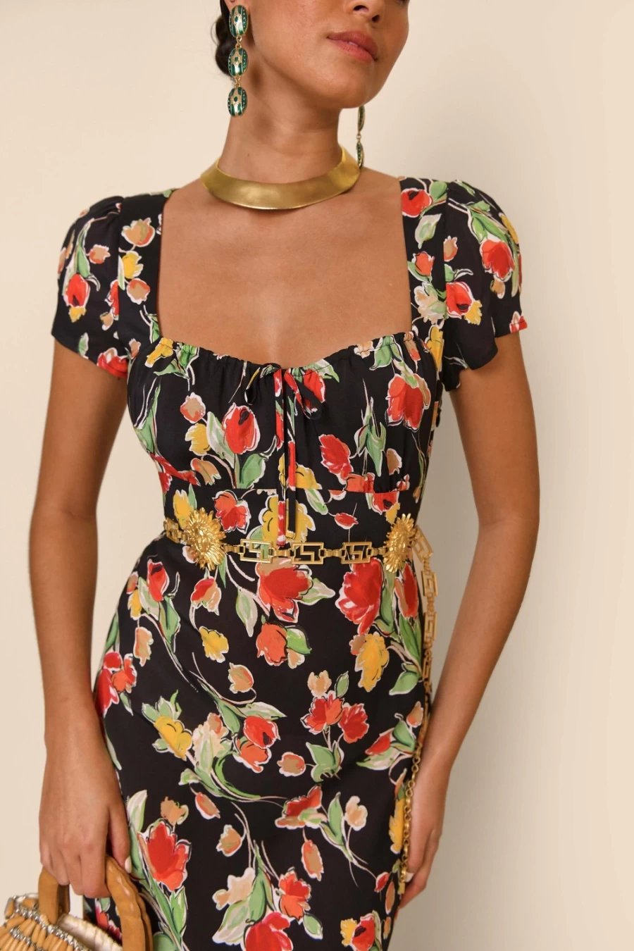 RIXO Women's Marisa Dress - Fontainhas Floral Black Print