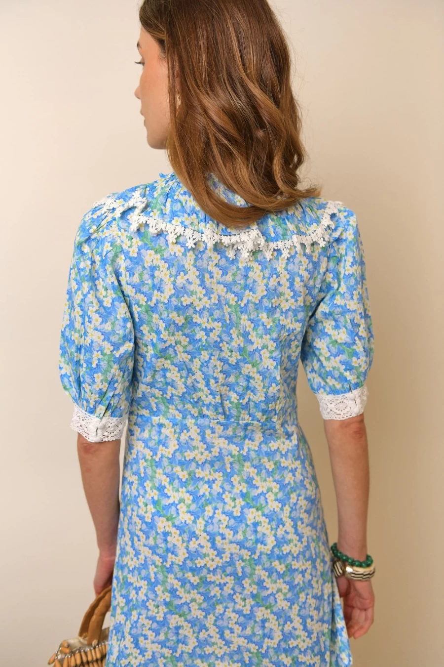 RIXO Women's Blue Tropical Floral Anya Dress