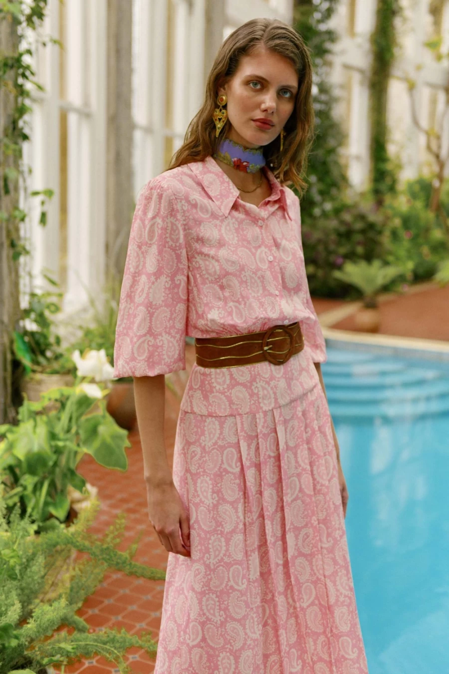 RIXO Women's Izzy Paisley Stamp Pink Floral Print Dress