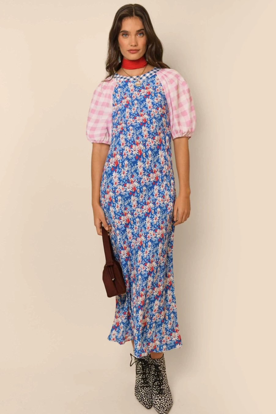 RIXO Women's Blue Daisy Trail Mix Floral Dress - Medora Style