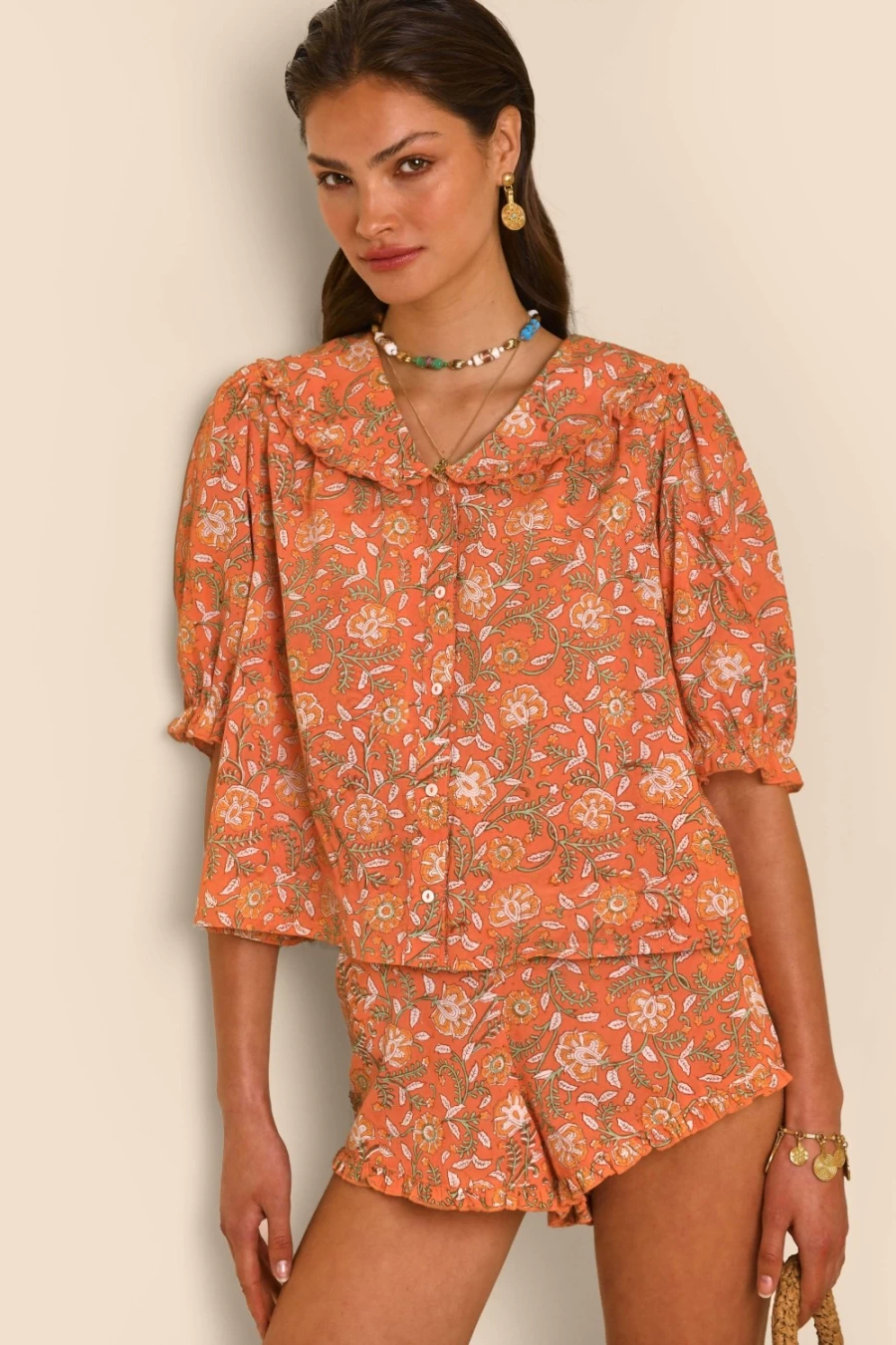 RIXO Women's Alva Dress in Sarasa Spice - Floral Printed Midi Dress