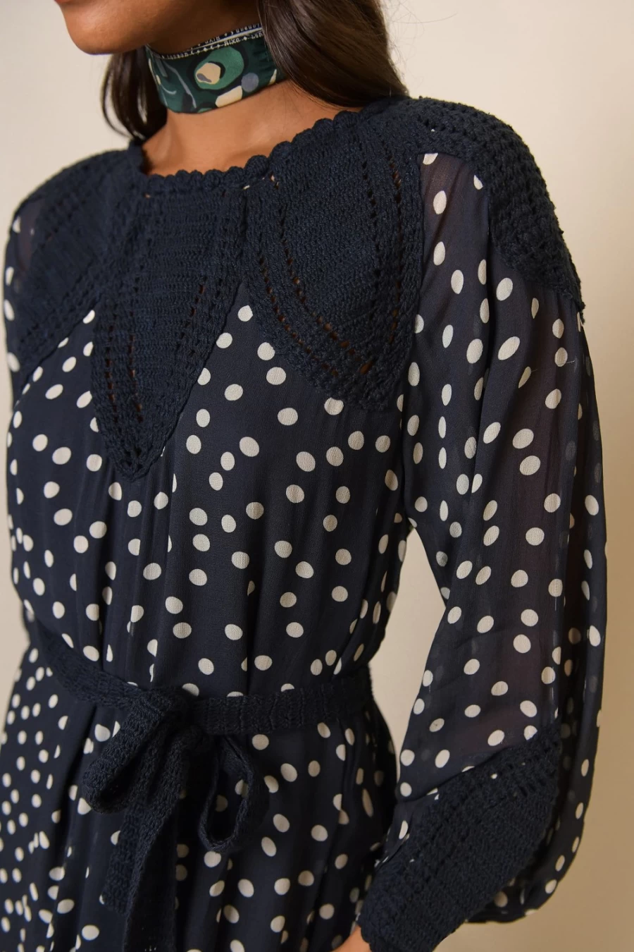 RIXO Women's Polka Dot Navy Dress | Irene Style Floral Printed Elegant Dress