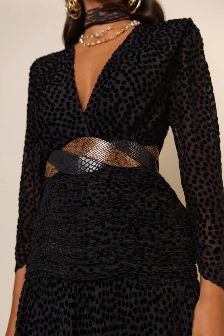 RIXO Women's Preesha Brown And Black Printed Dress