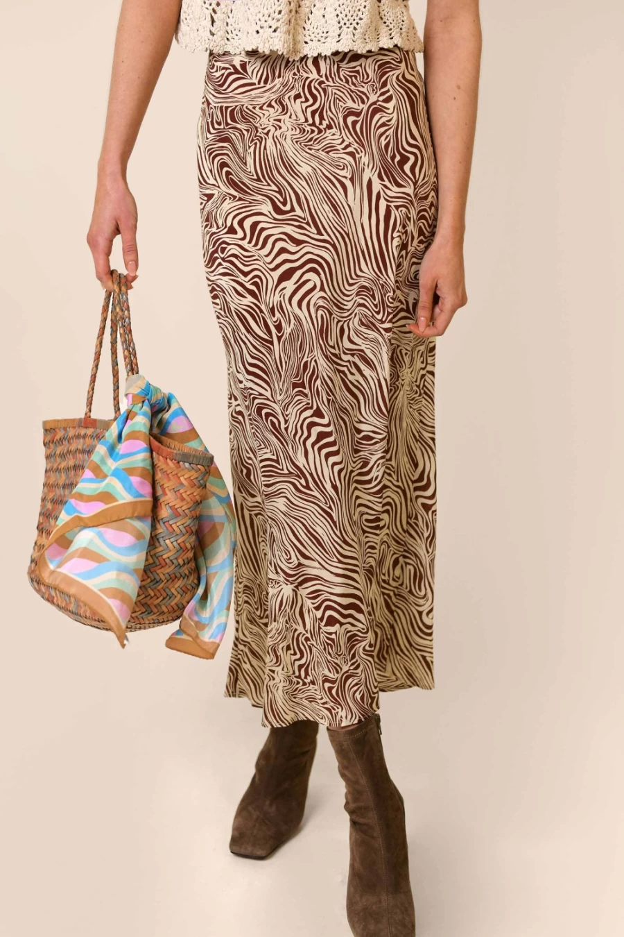 RIXO Women's Brown Marble Zebra Print Kelly Bag