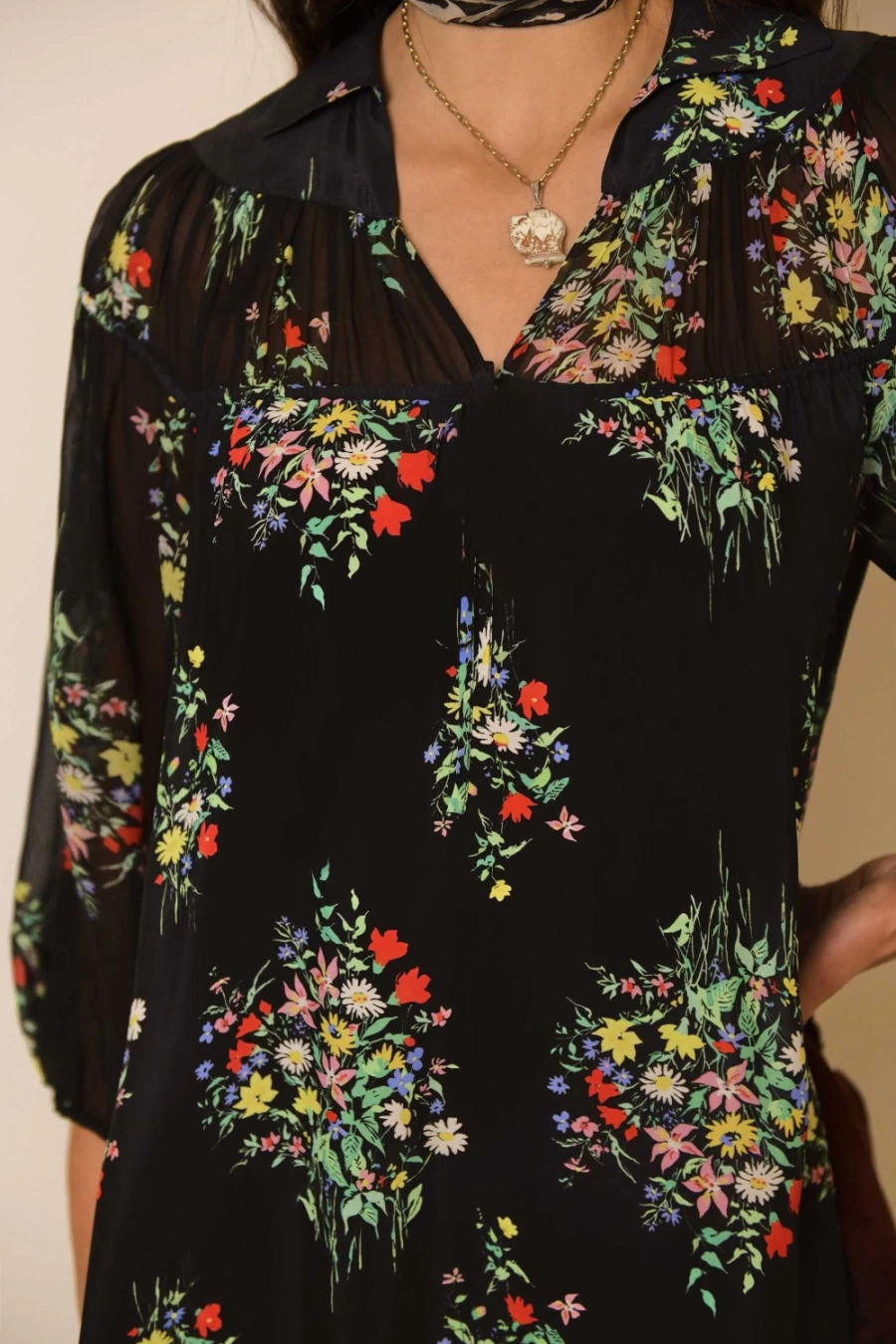 RIXO Women's Black Vintage Bunch Khaleesha Dress