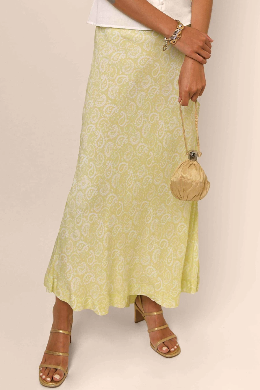 RIXO Women's Chartreuse Paisley Stamp Kelly Dress