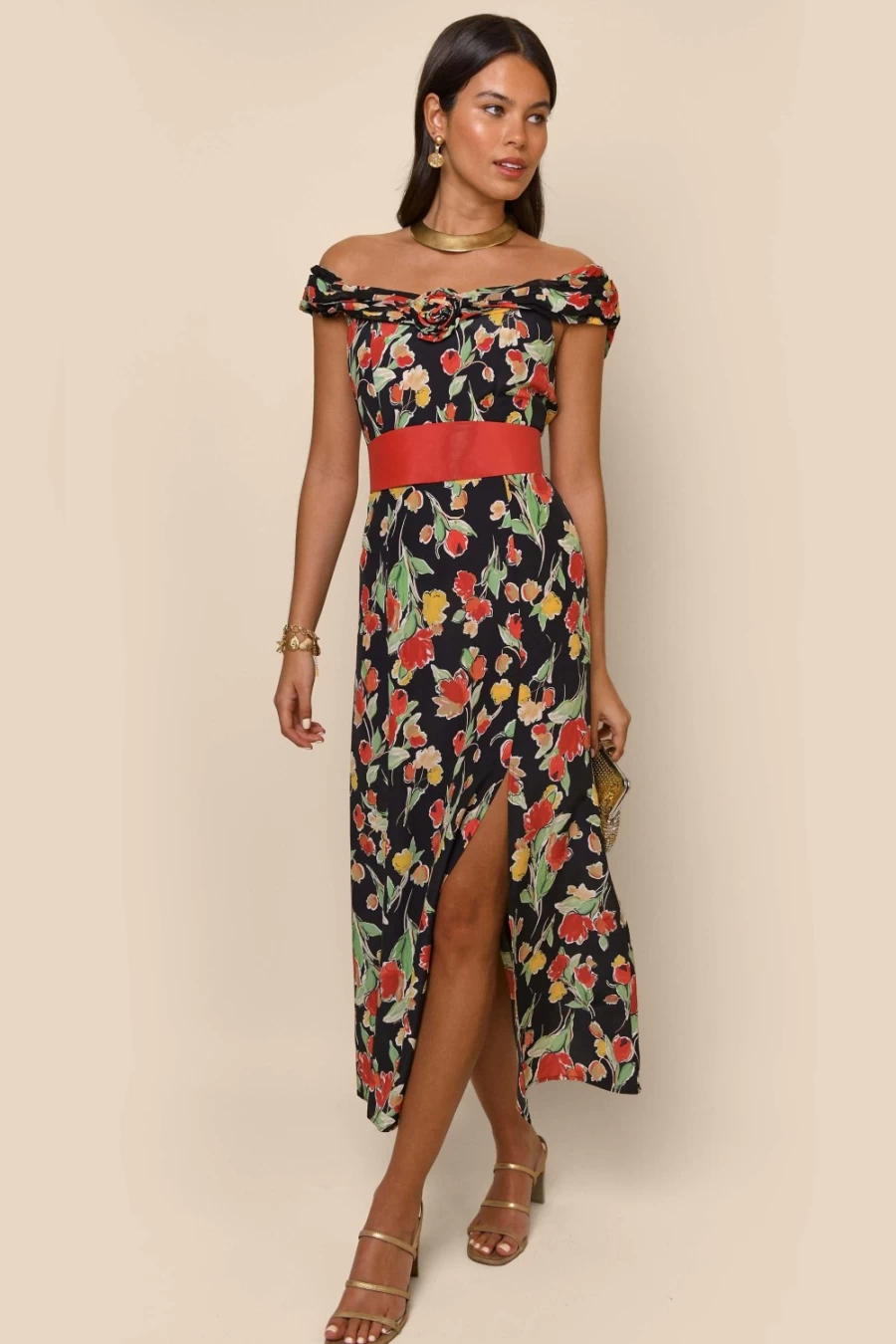 RIXO Women's Freya Fontainhas Floral Black Floral Print Dress
