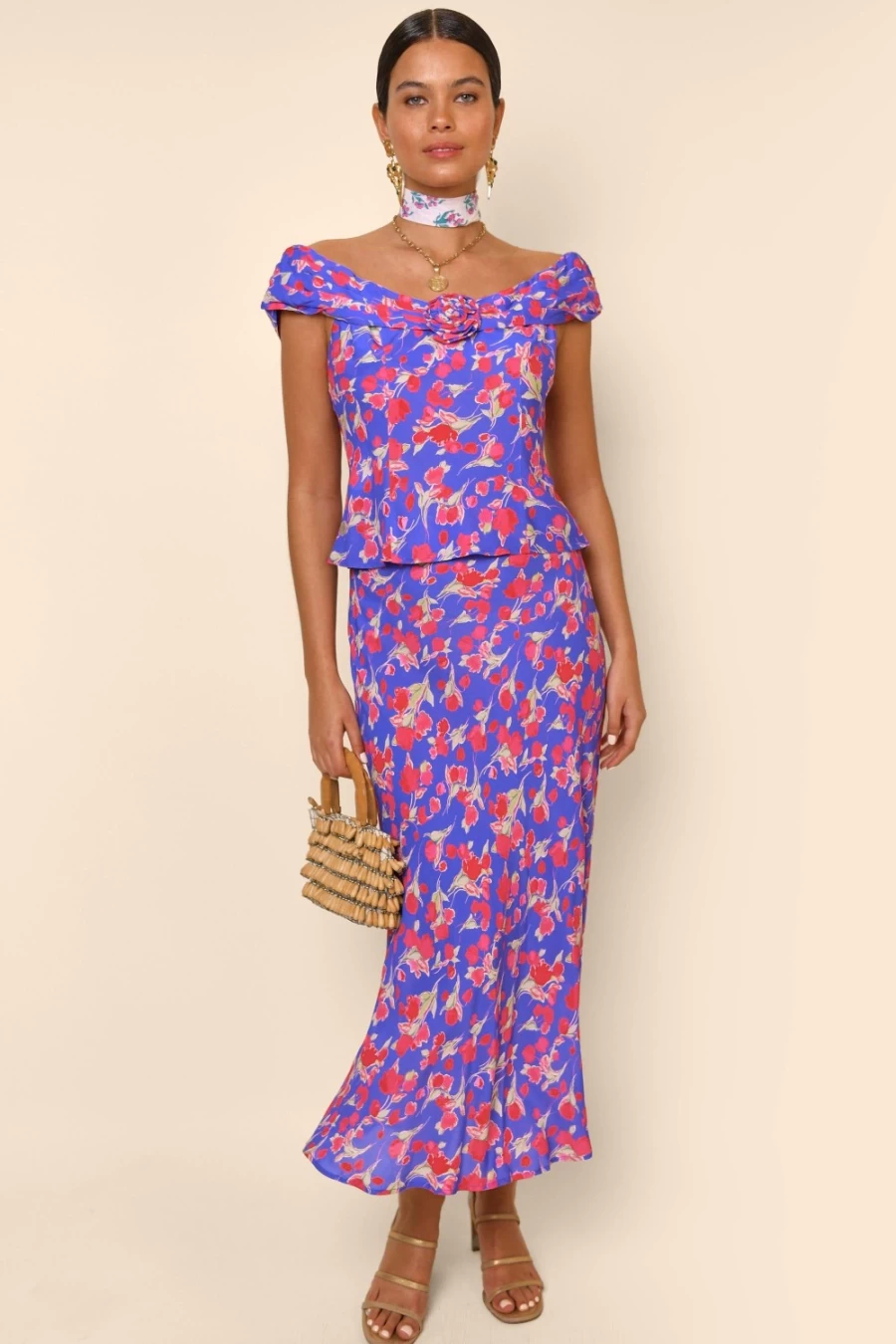 RIXO Women's Fontainhas Floral Iris Kelly Dress