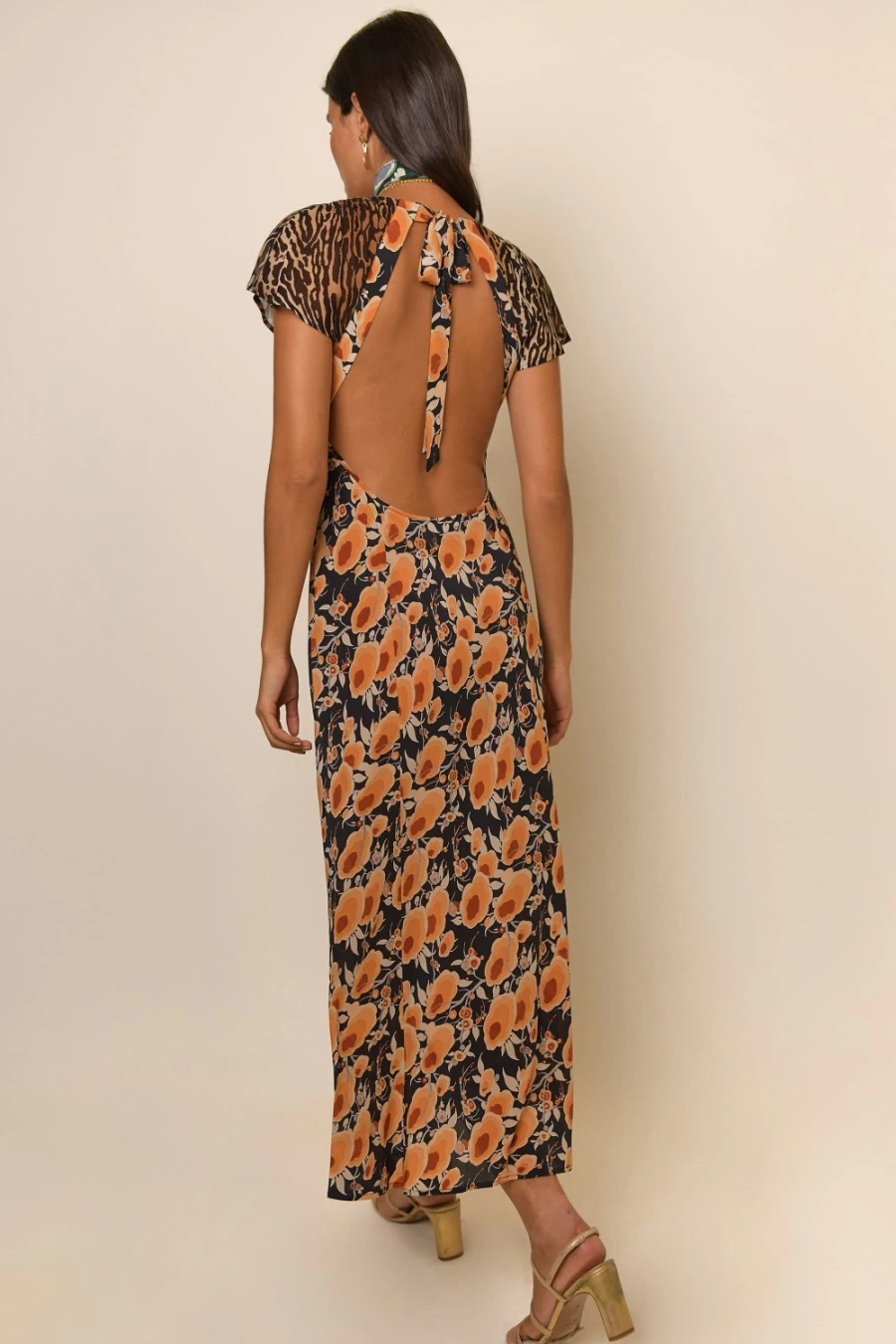 RIXO Women's Angelina Dress - Sienna Starlet Floral Leopard Mix Print