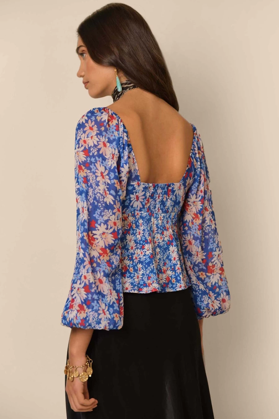 RIXO Women's Bridgette Blue Daisy Trail Floral Dress