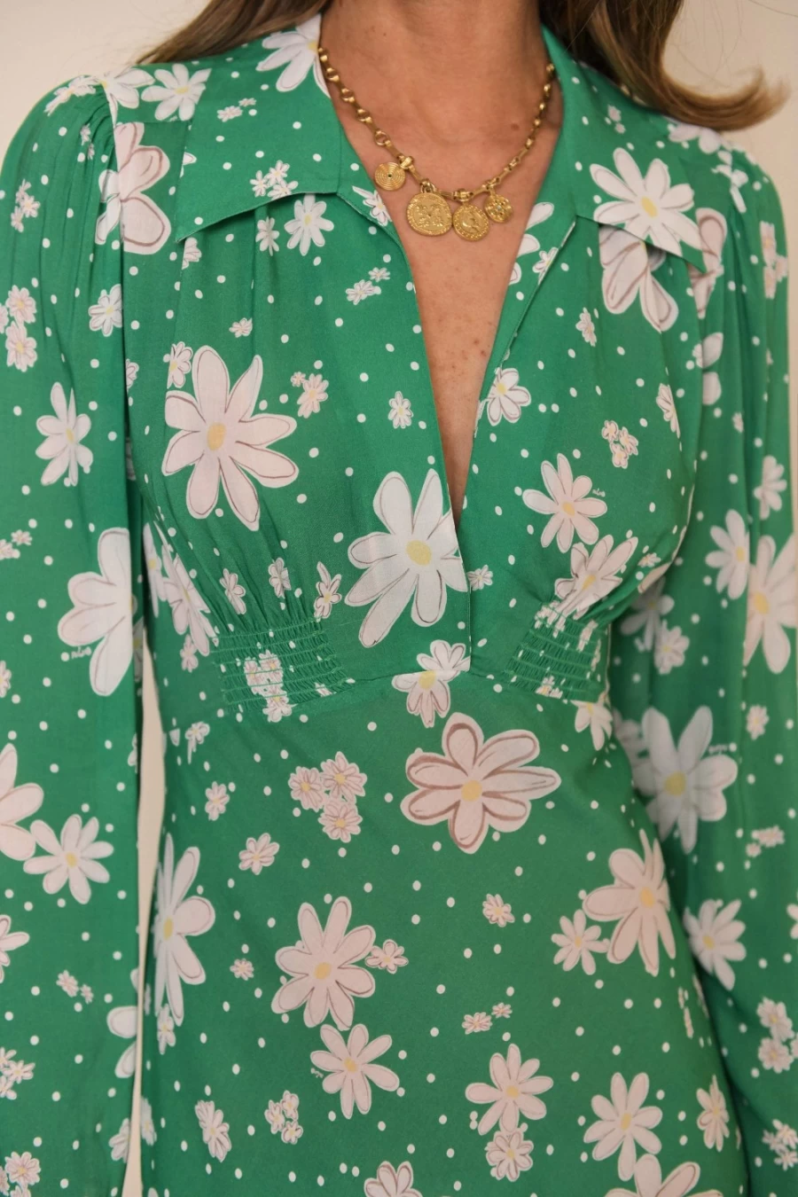 RIXO Women's Green Daisy Dream Floral Dress - Renata Style Elegant Fashion
