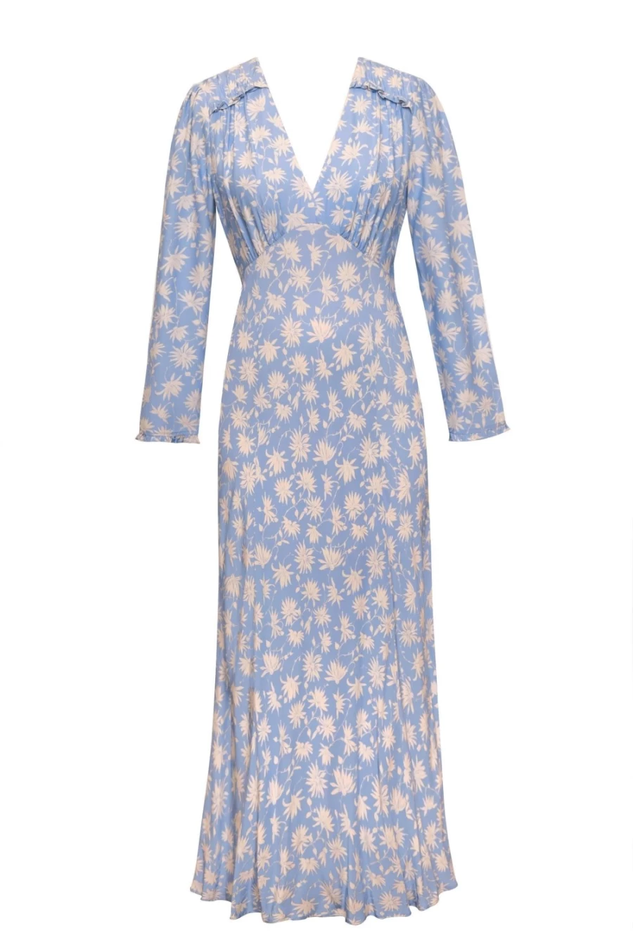 RIXO Women's Vintage Daisy Blue Clover Floral Print Dress