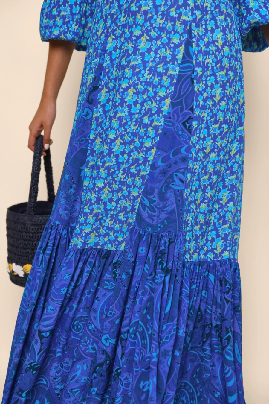 RIXO Women's Virginia Dress in Fontainhas Floral Cobalt Mix Print