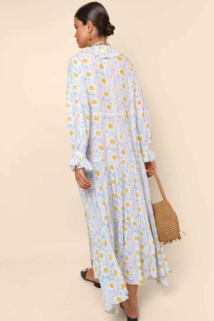 RIXO Women's Wavey Sun Ivory Mali Dress - Floral Print Summer Dress