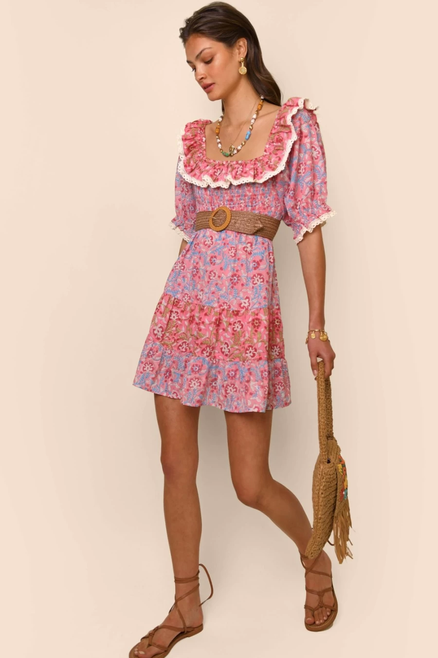 RIXO Women's Harlow Dress in Sarasa Pink Mix - Elegant Floral Print & Feminine Fit