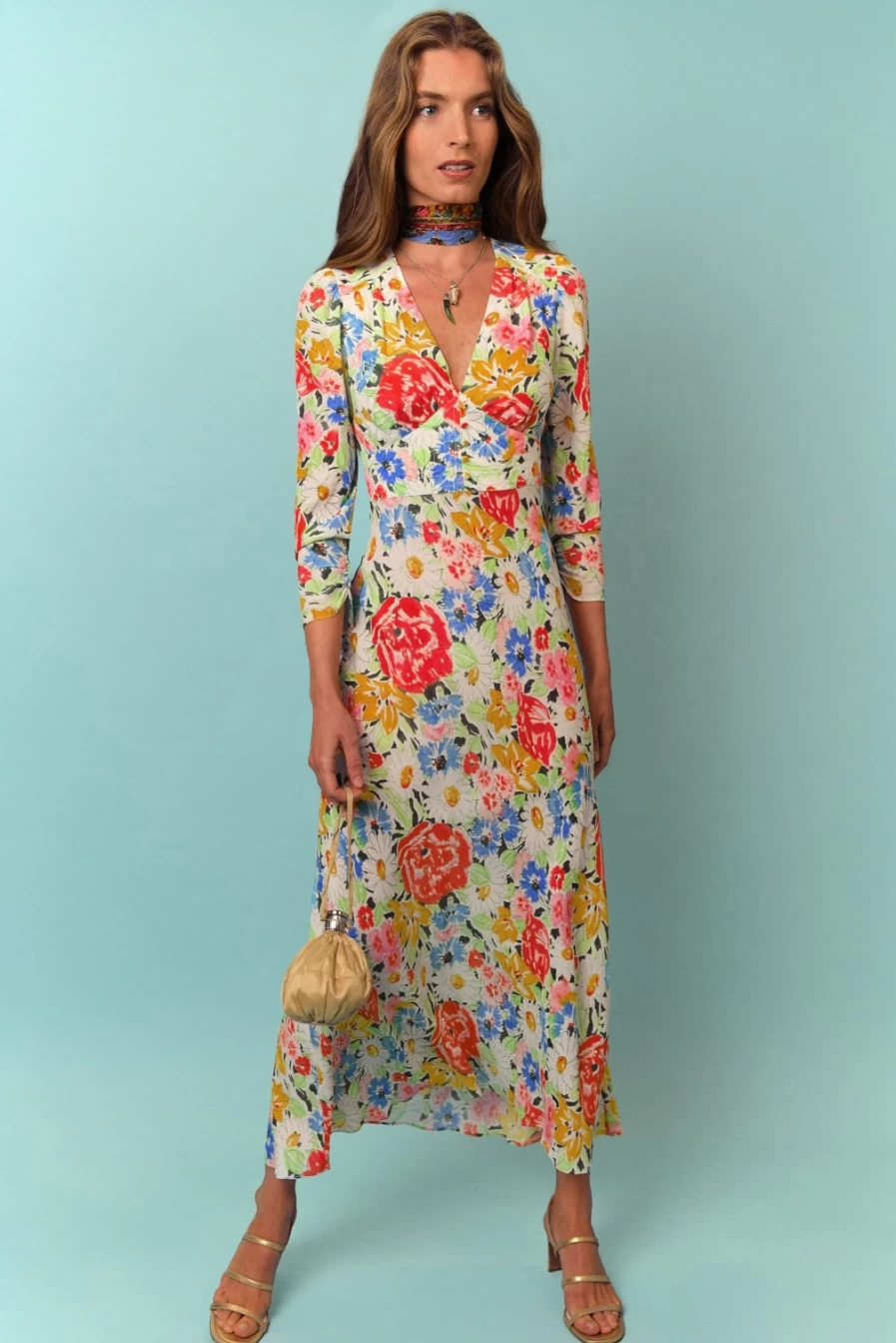 RIXO Women's Selma Dress in Multi Spring Meadow Floral Print - Elegant & Stylish
