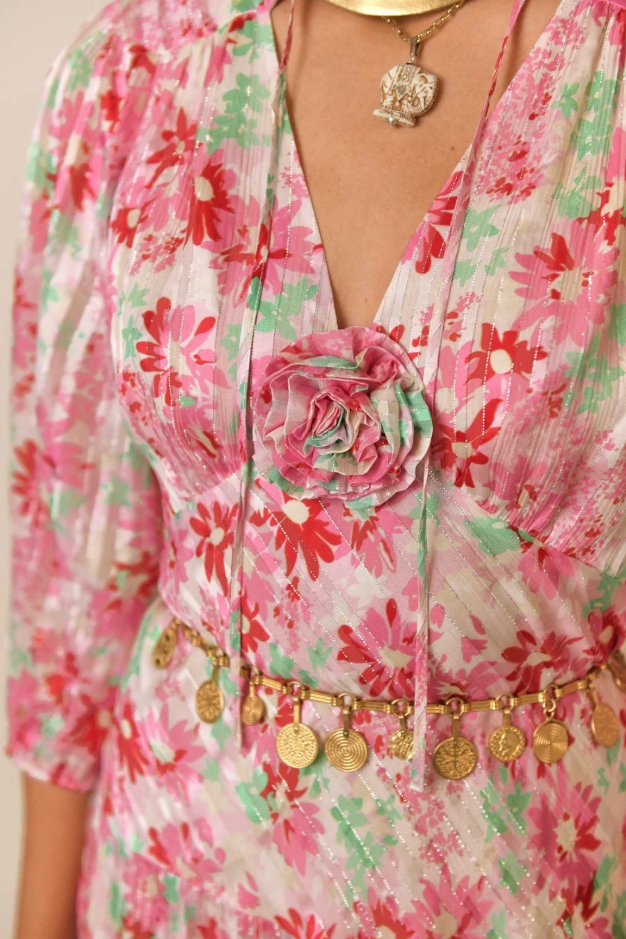 RIXO Women's Pink Daisy Trail Devi Floral Print Dress