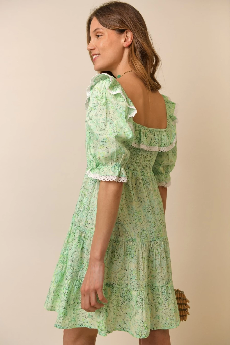 RIXO Women's Mint Paisley Harlow Dress