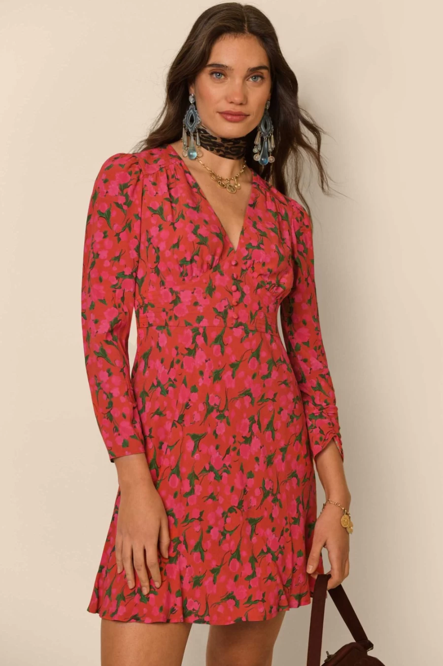 RIXO Women's Fontainhas Ditsy Valentine Print Jules Blouse
