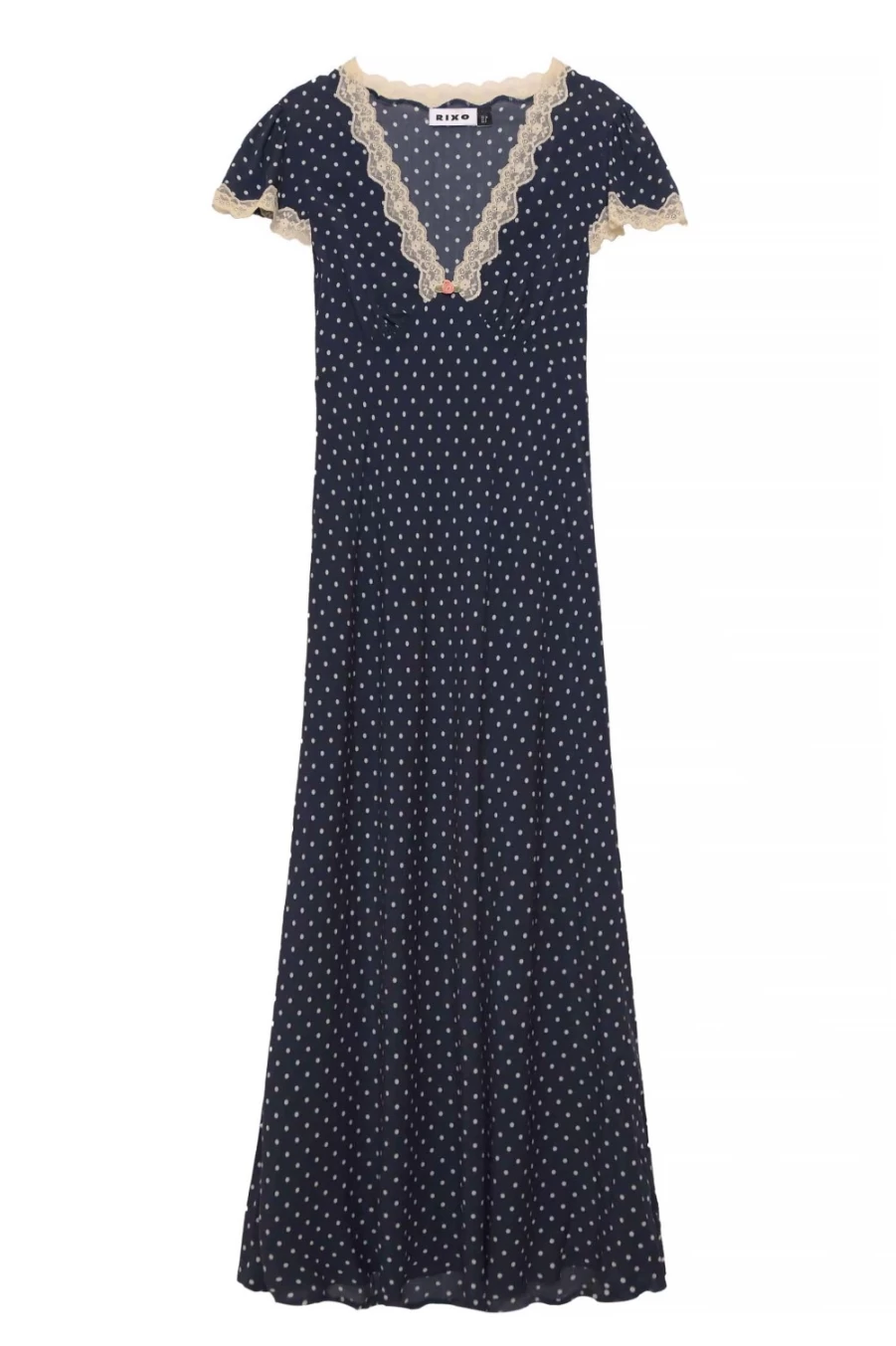 RIXO Women's Polka Dot Navy Dress - Clarice Style