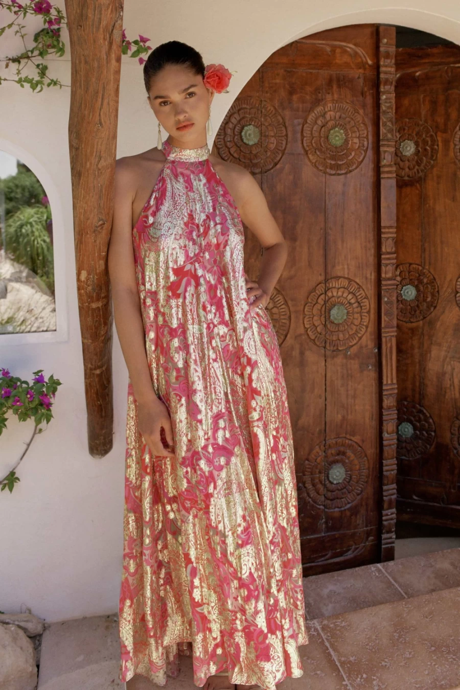 RIXO Women's Grace Paisley Jewel Print Elizabeth Dress