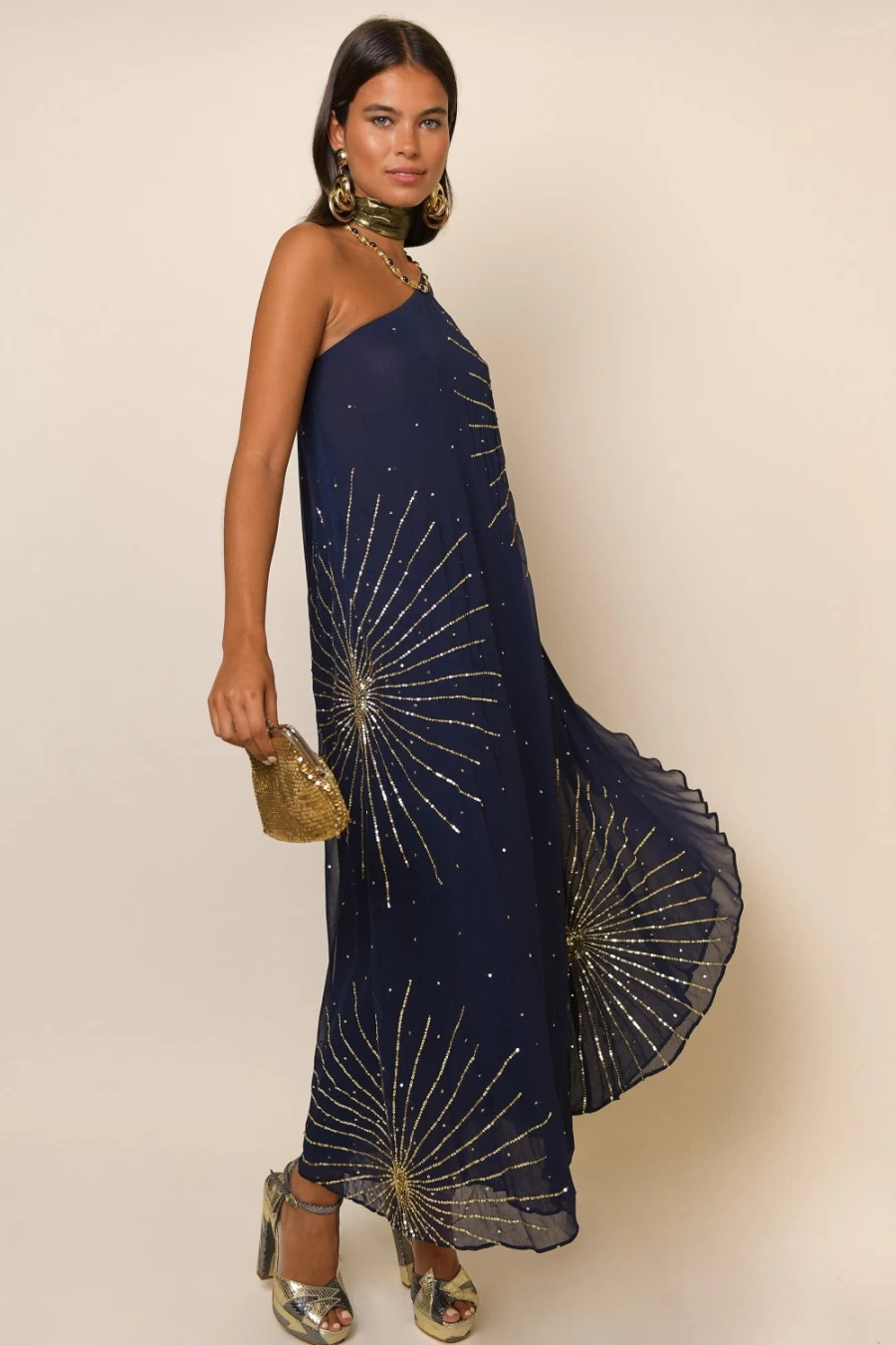 RIXO Women's Midnight Star Sequin Dress - Liza Style Elegant Evening Gown