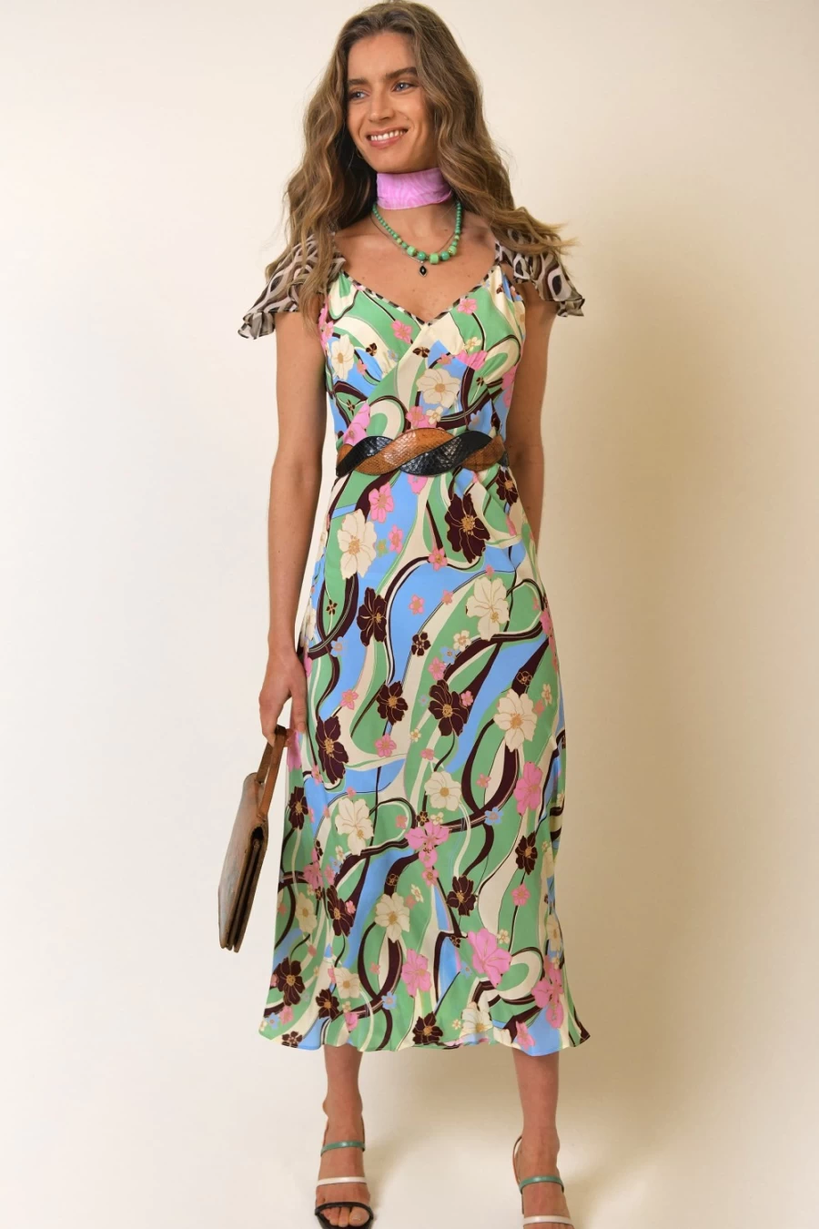RIXO Women's Effie Dress in Hibiscus Geo Mix Print - Floral Boho Chic Style
