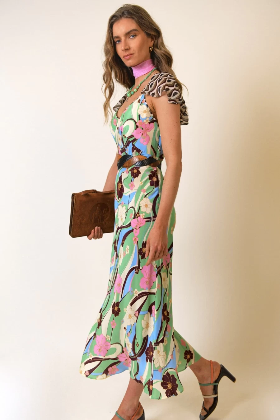 RIXO Women's Effie Dress in Hibiscus Geo Mix Print - Floral Boho Chic Style