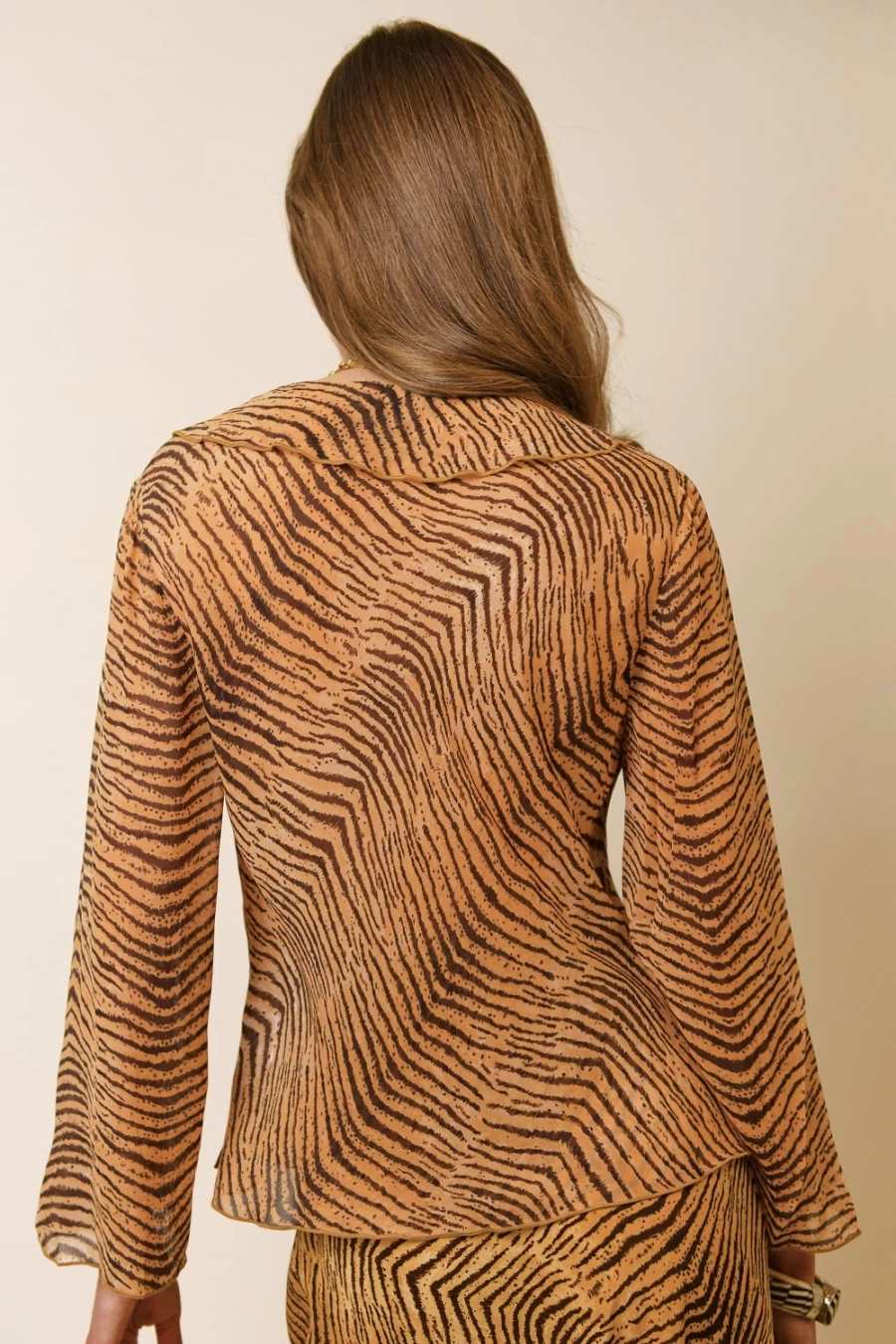 RIXO Women's Darwin Dress in Sepia Tiger Print - Elegant Floral Vintage Style