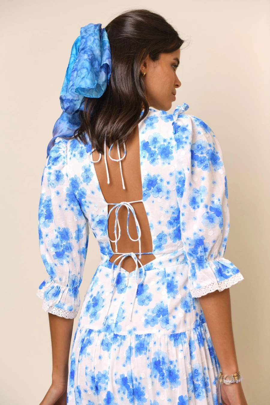 RIXO Women's Blue Victoria Floral Dress - Adelaide Style