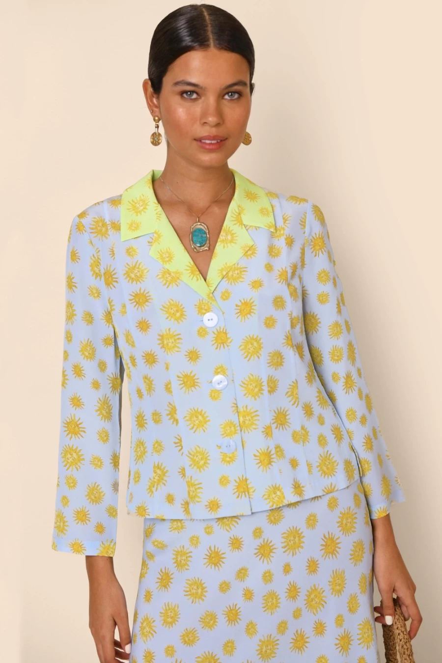 RIXO Women's Maisie Dress in Sunshine Blue Mix - Floral Printed Summer Dress